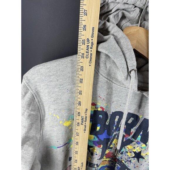 Born Fly Forever Gray Hoodie With Colorful Splatter Graphic and Drawstring Hood - Picture 6 of 7